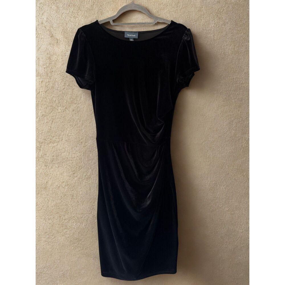 ModCloth Dashing Debut Black Velvet Sheath Dress Size M